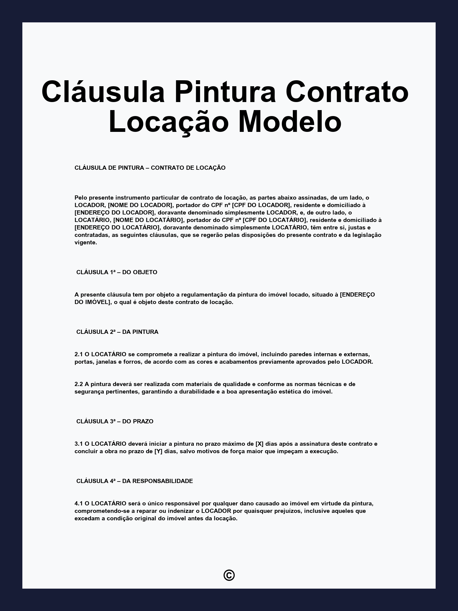 Cláusula Pintura Contrato Locação Modelo