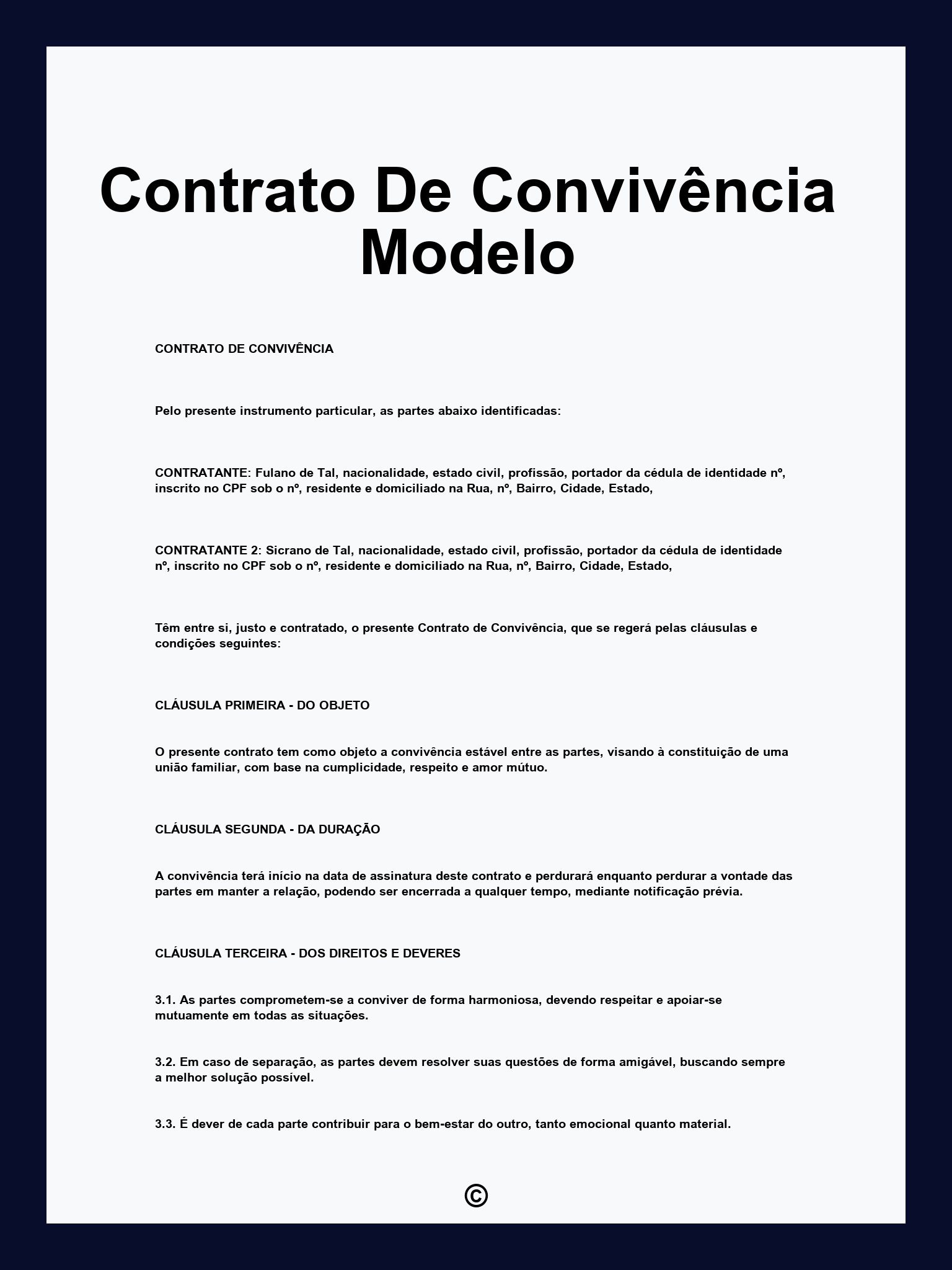 Contrato De Convivência Modelo