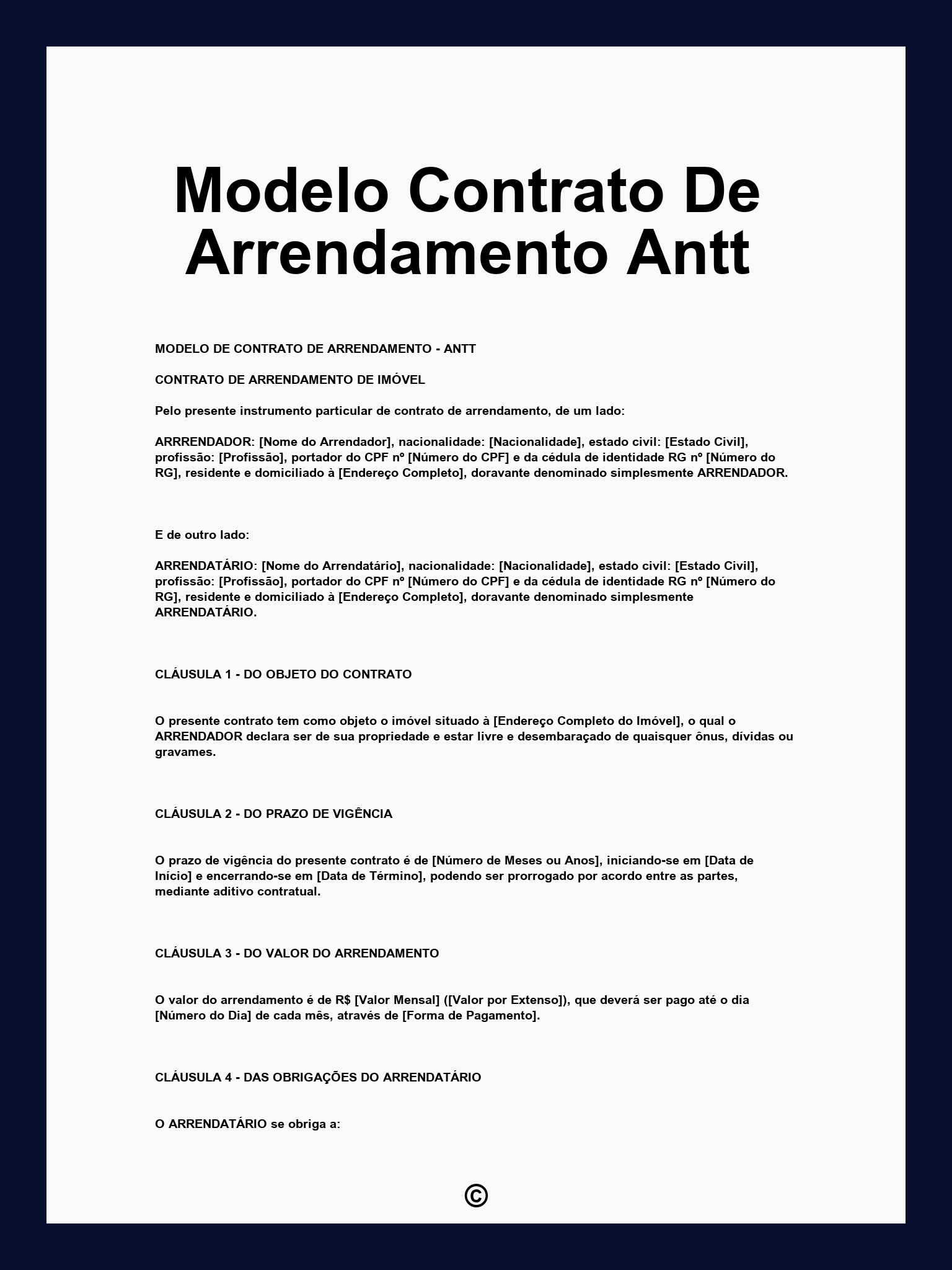Modelo Contrato De Arrendamento Antt
