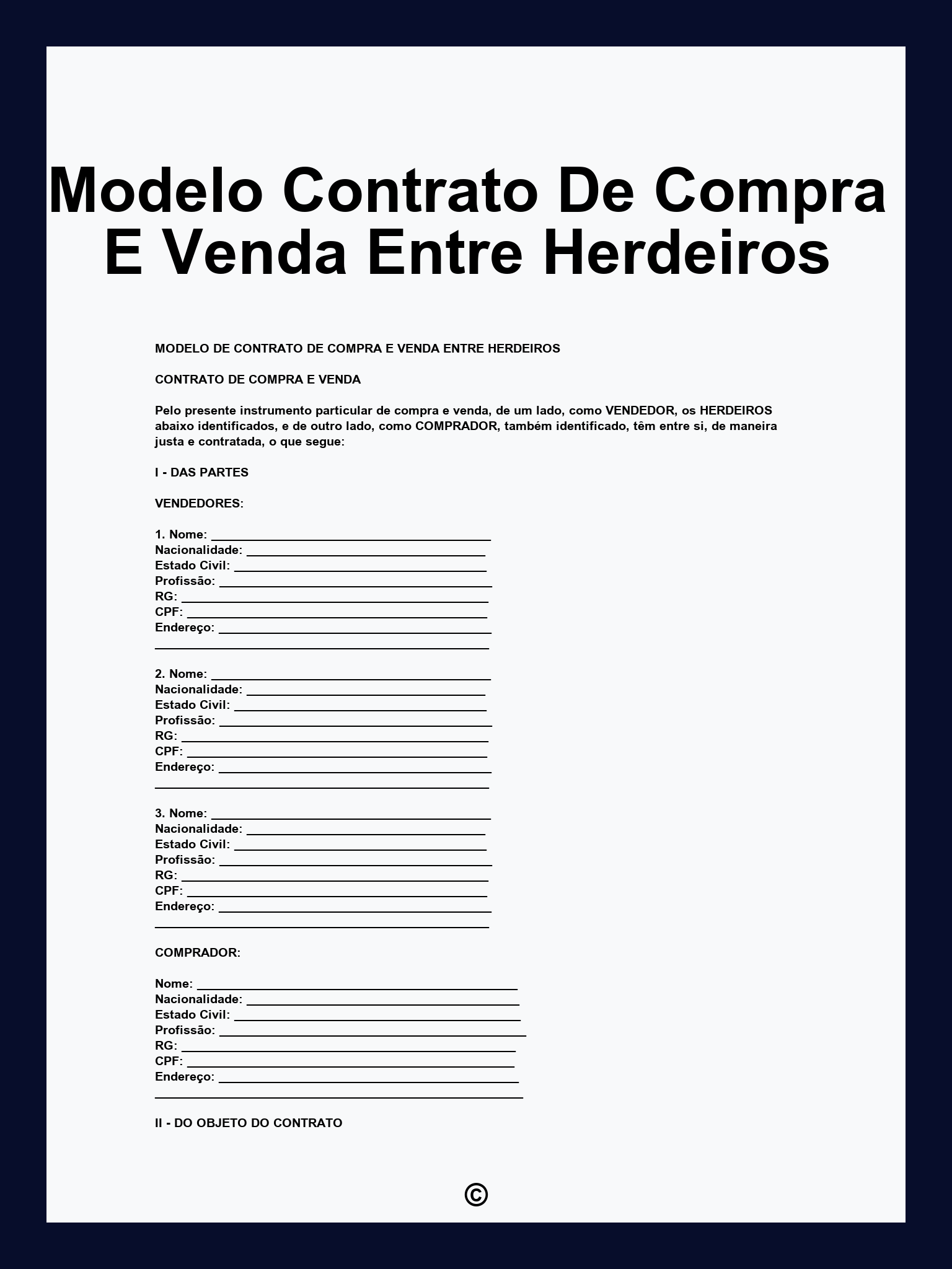 Modelo Contrato De Compra E Venda Entre Herdeiros