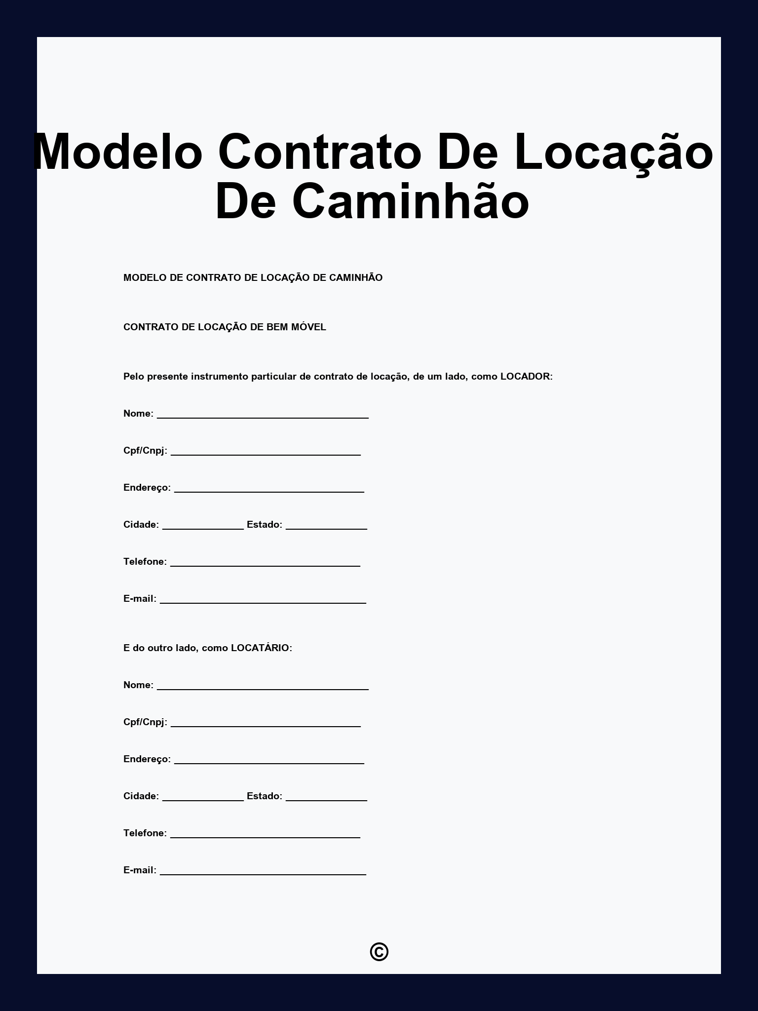 Modelo Contrato De Locação De Caminhão