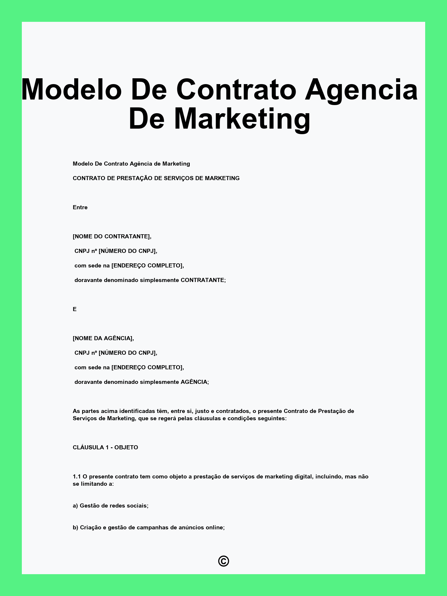 Modelo De Contrato Agencia De Marketing