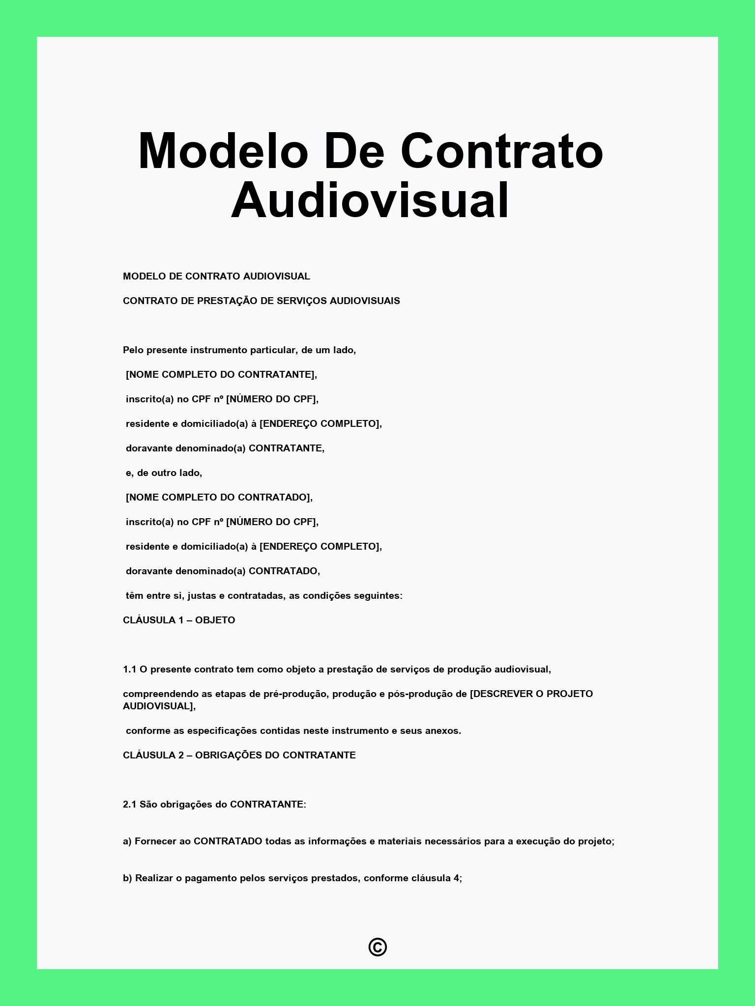 Modelo De Contrato Audiovisual