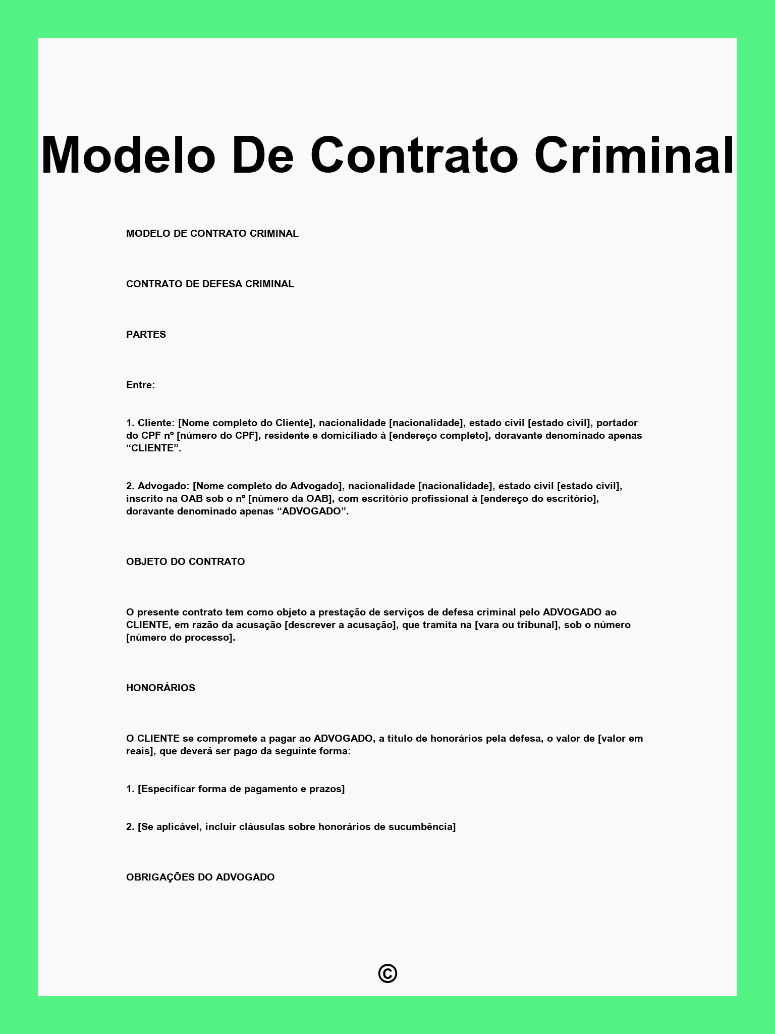 Modelo De Contrato Criminal