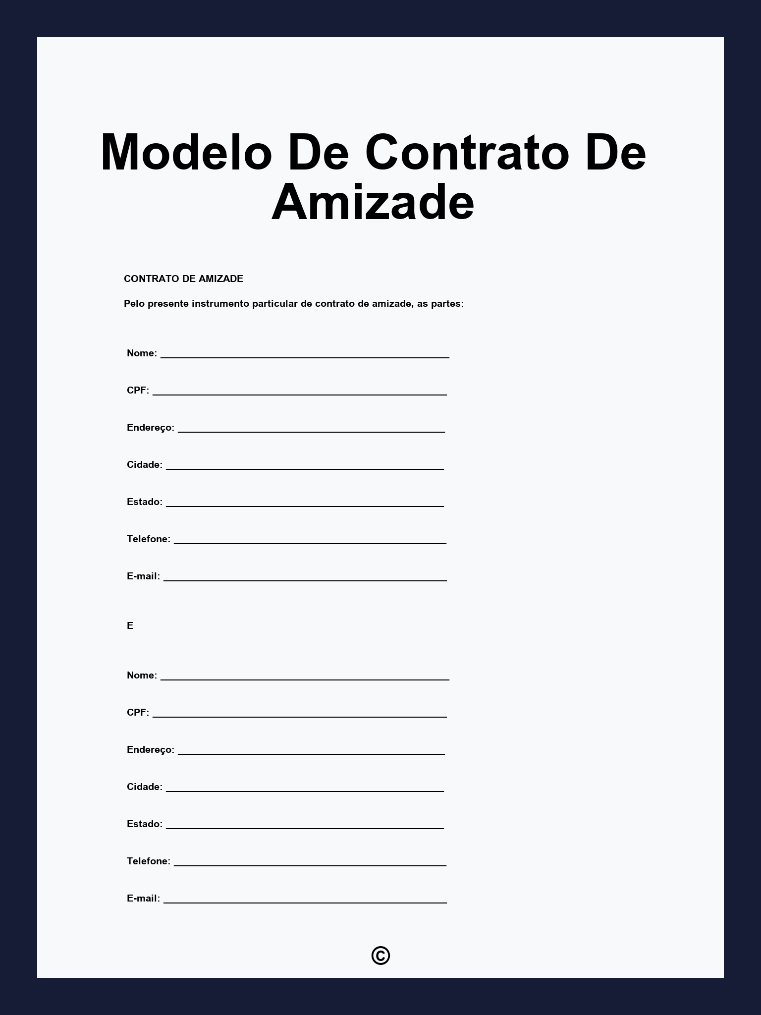 Modelo De Contrato De Amizade