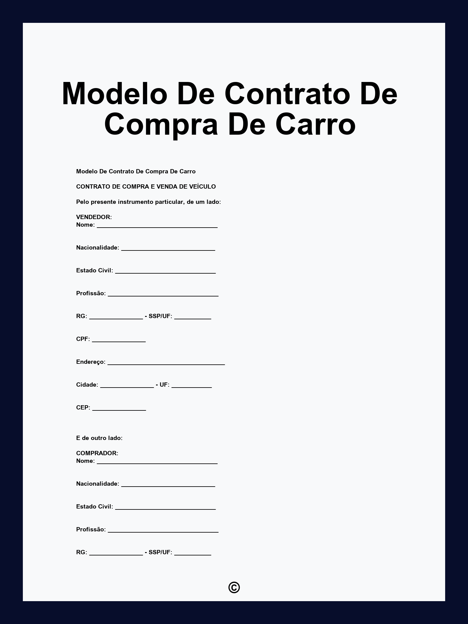 Modelo De Contrato De Compra De Carro