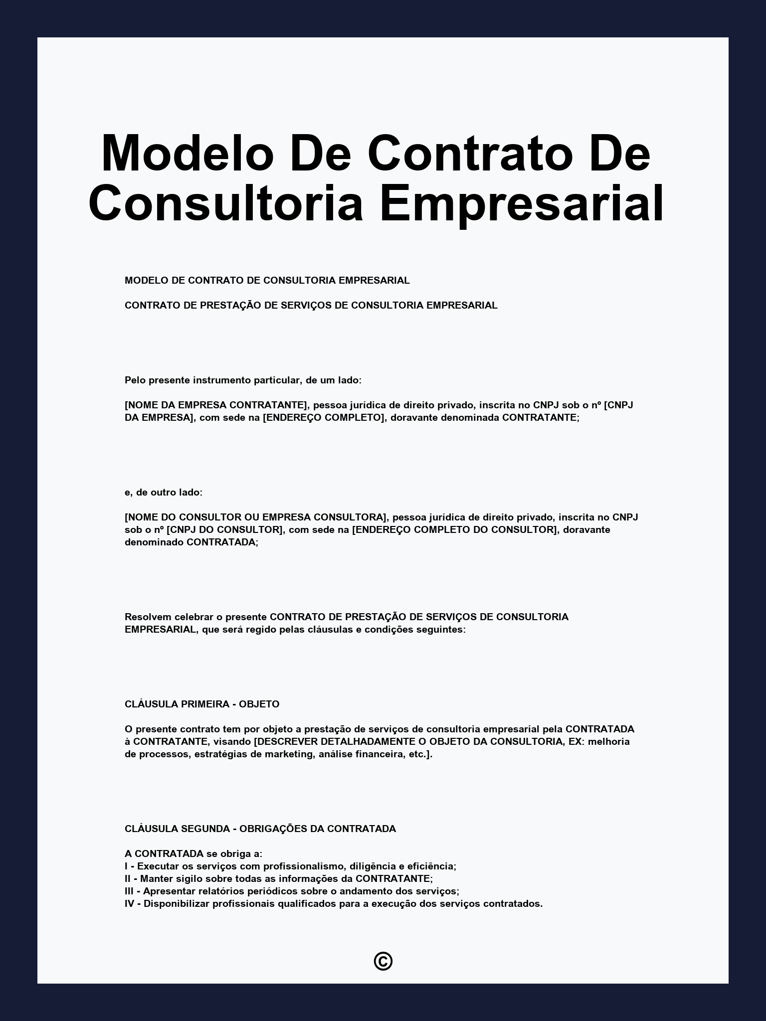 Modelo De Contrato De Consultoria Empresarial