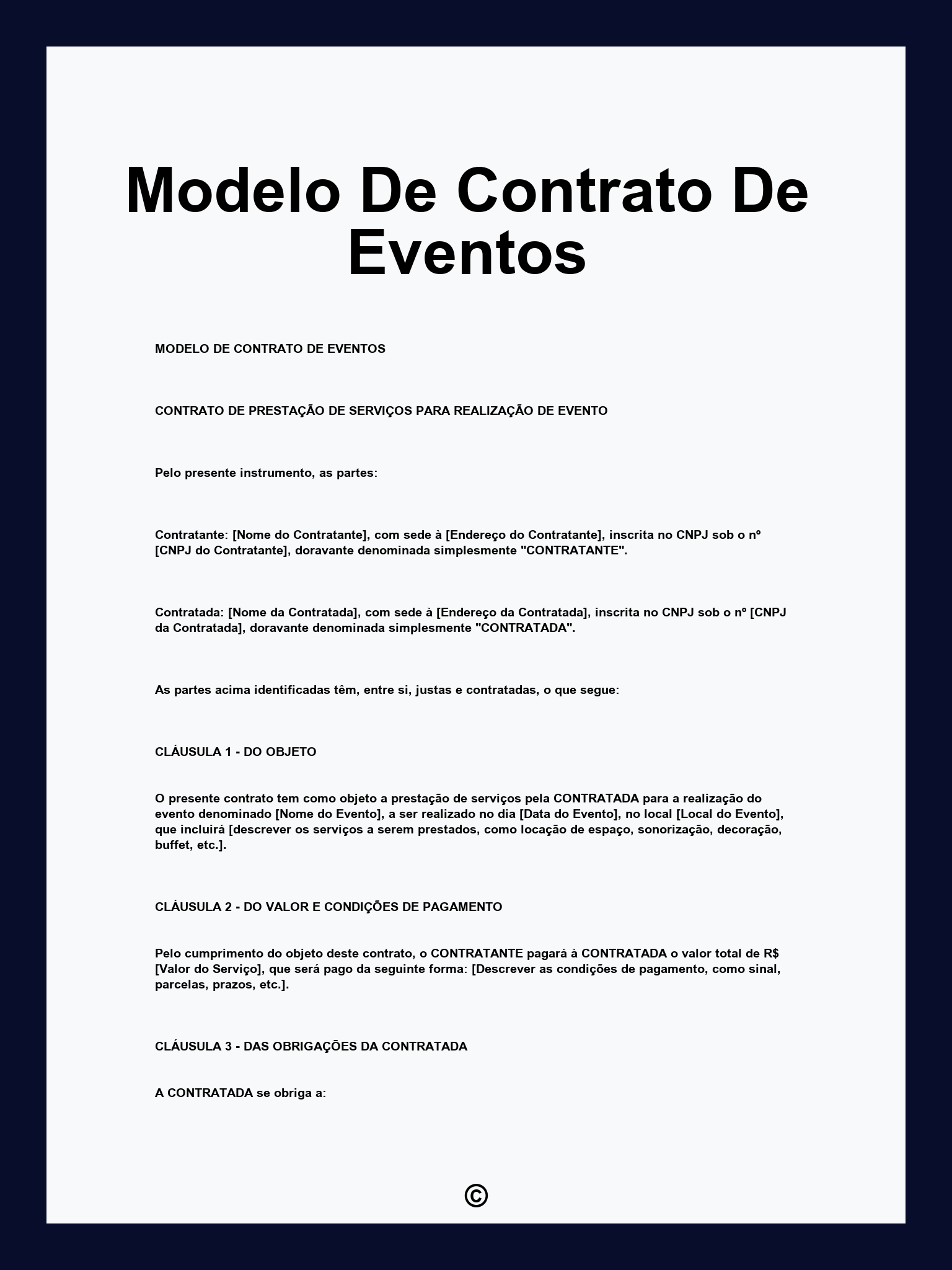 Modelo De Contrato De Eventos