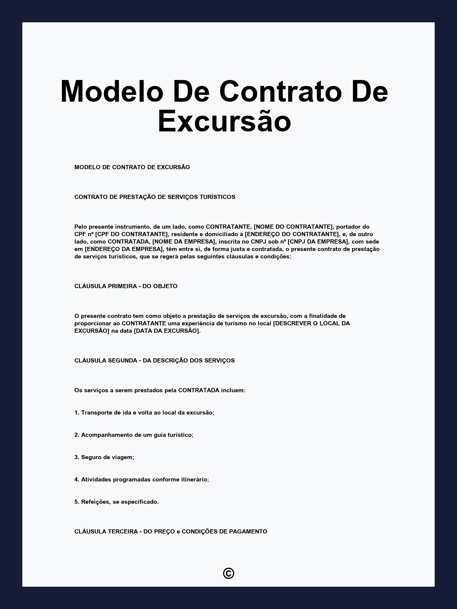 Modelo De Contrato De Excursão