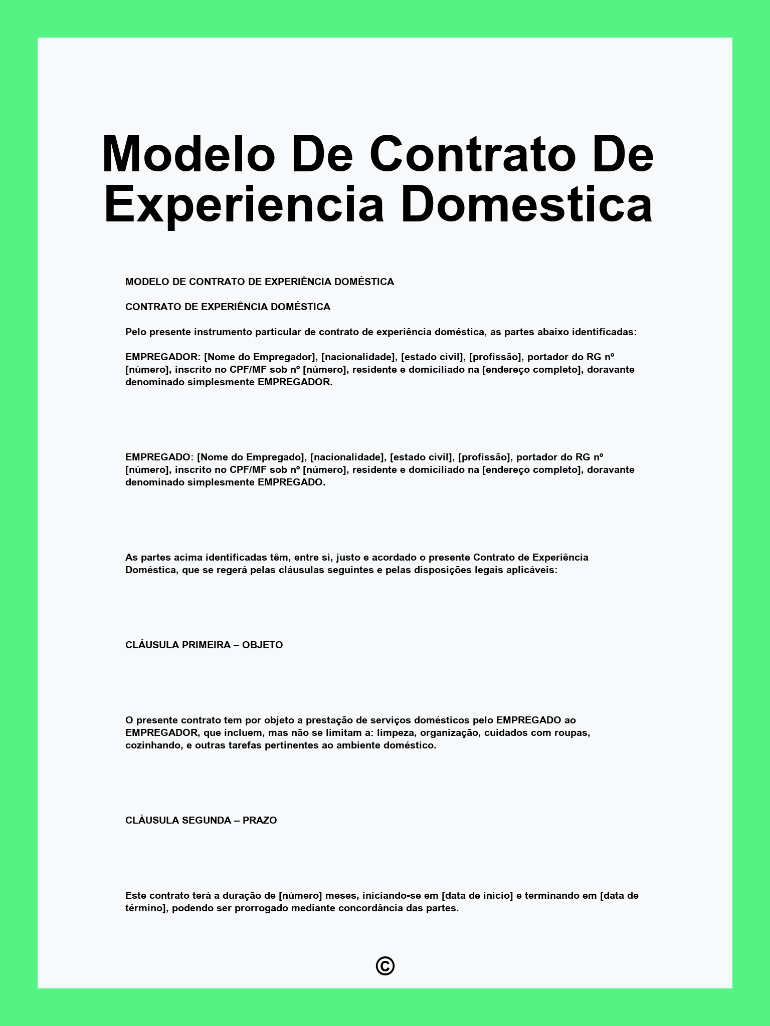 Modelo De Contrato De Experiencia Domestica