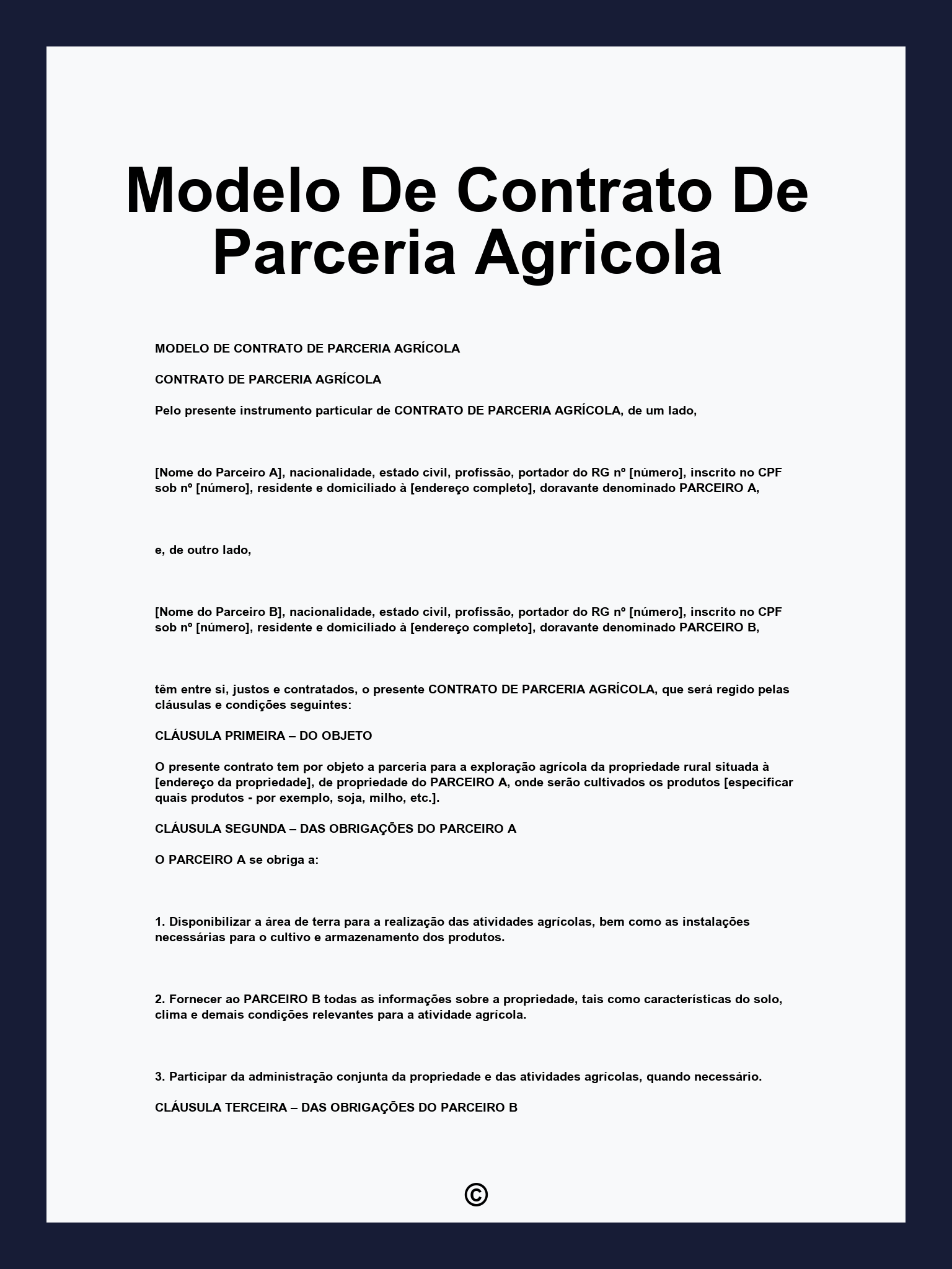 Modelo De Contrato De Parceria Agricola