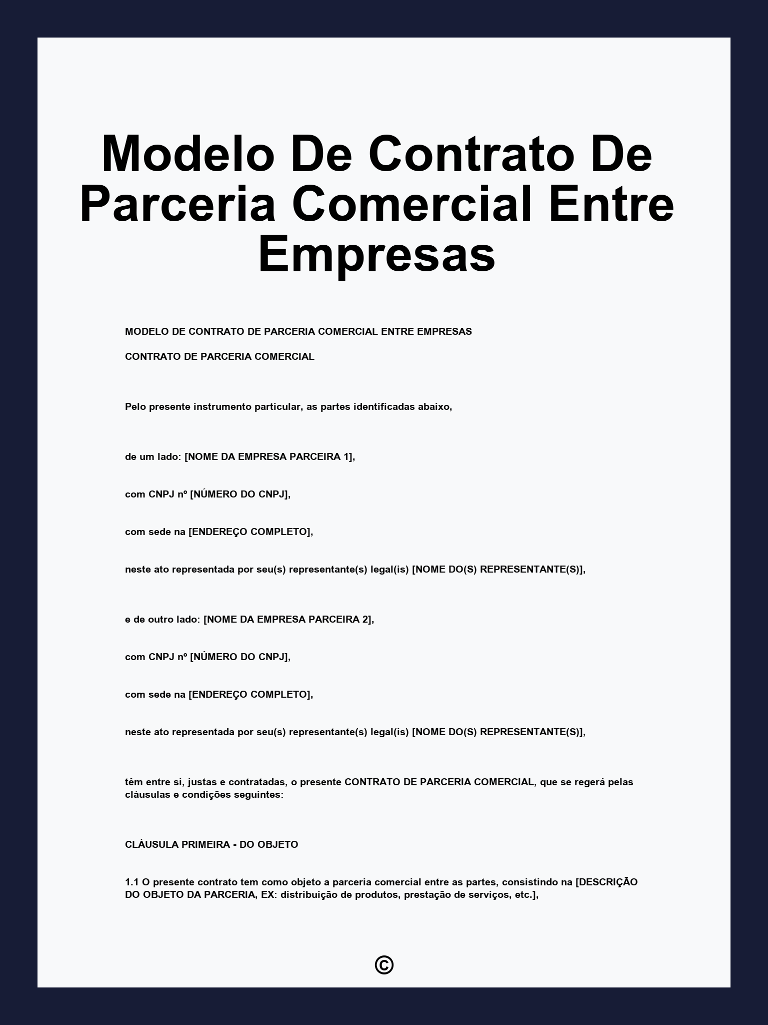 Modelo De Contrato De Parceria Comercial Entre Empresas