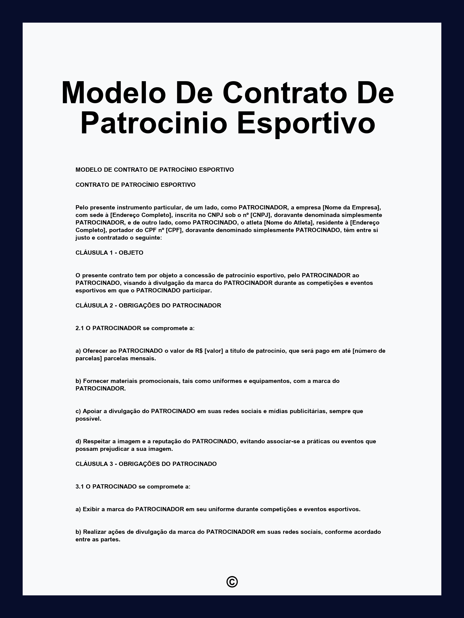 Modelo De Contrato De Patrocinio Esportivo