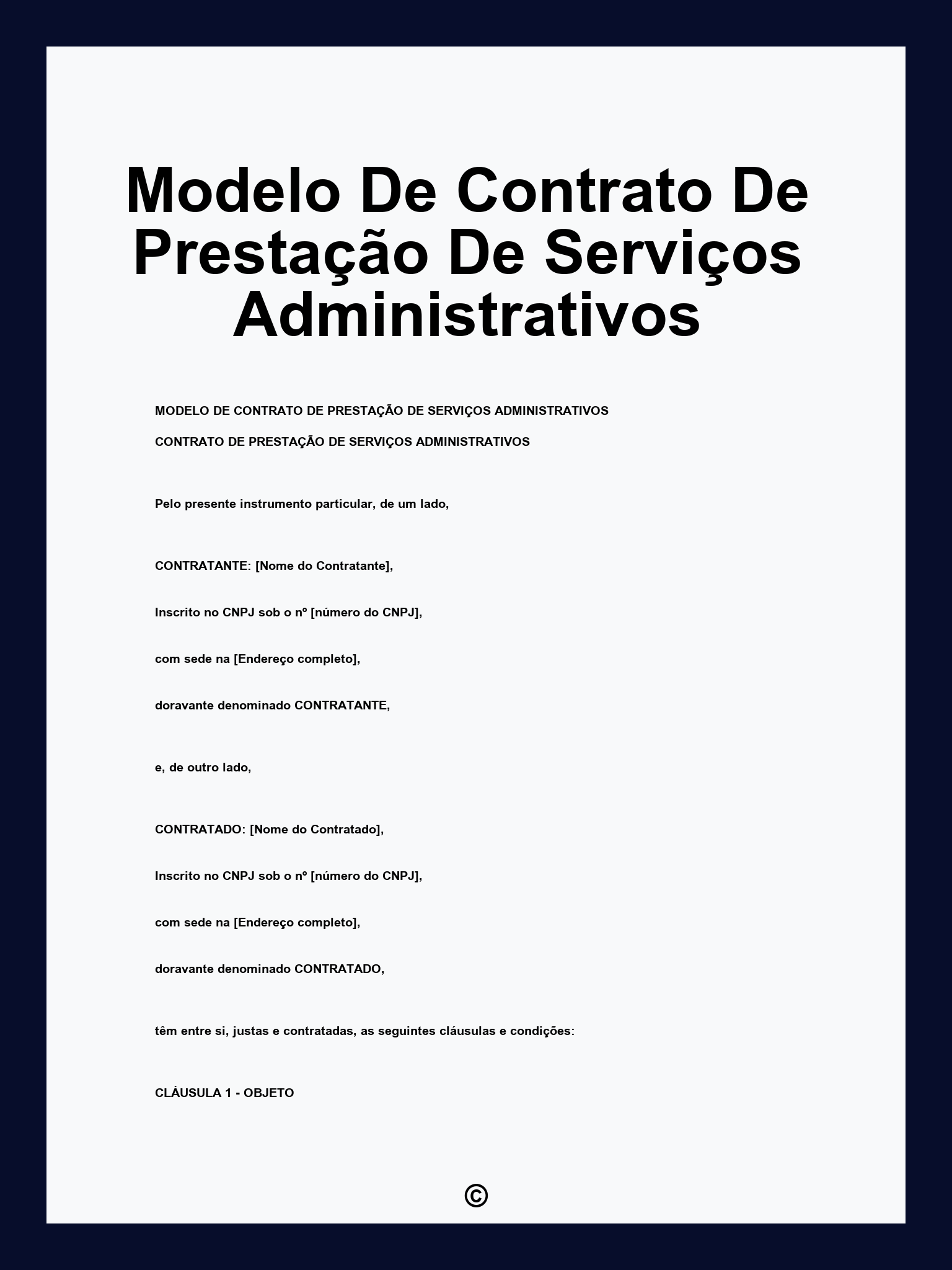 Modelo De Contrato De Prestação De Serviços Administrativos