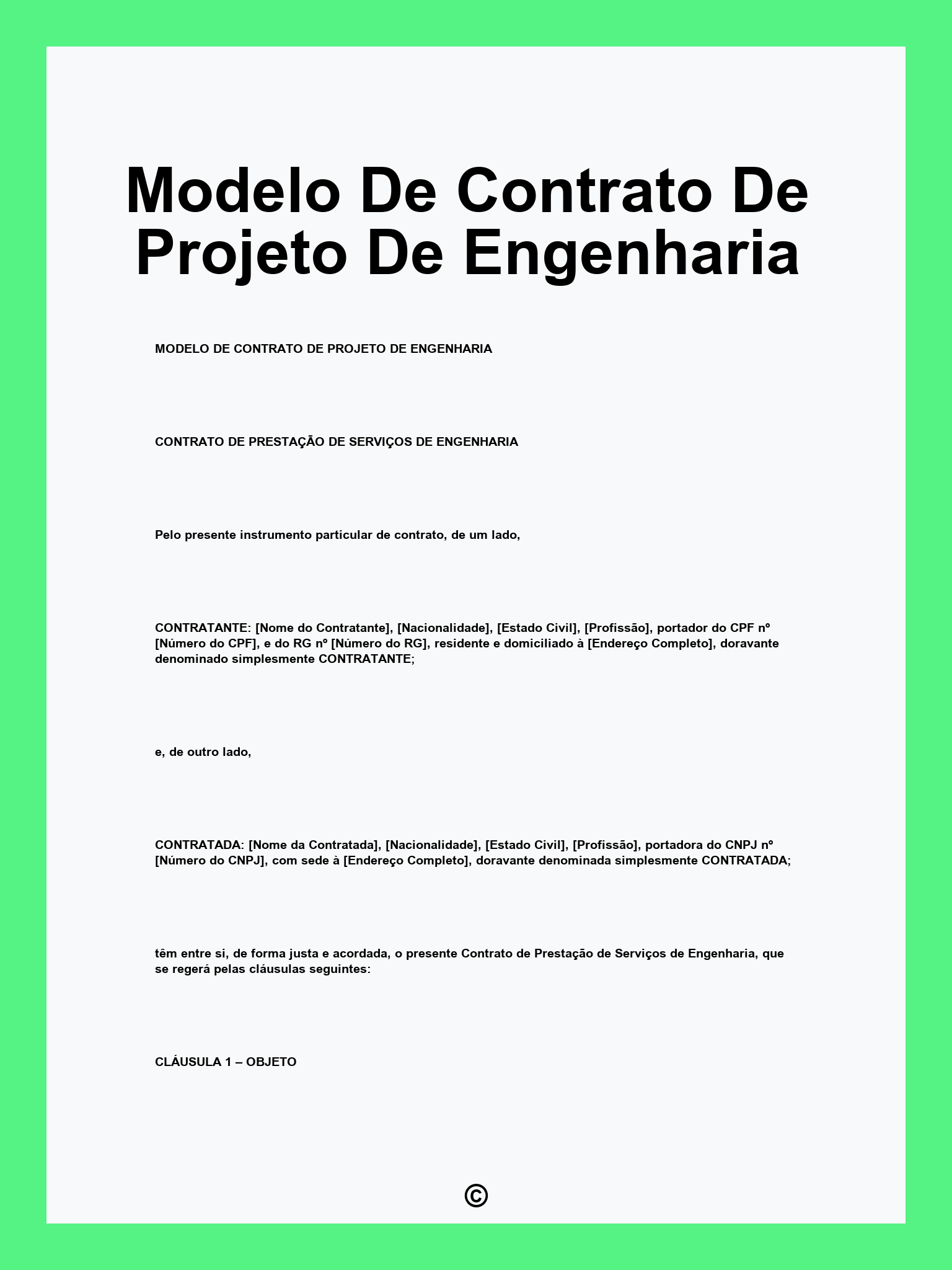 Modelo De Contrato De Projeto De Engenharia