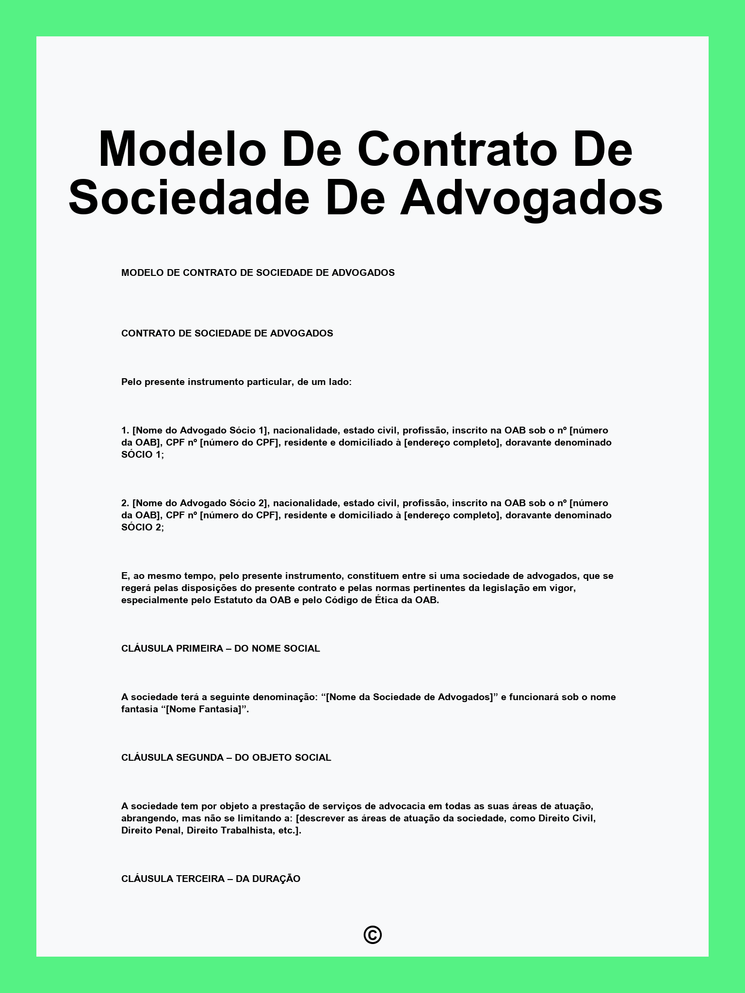 Modelo De Contrato De Sociedade De Advogados