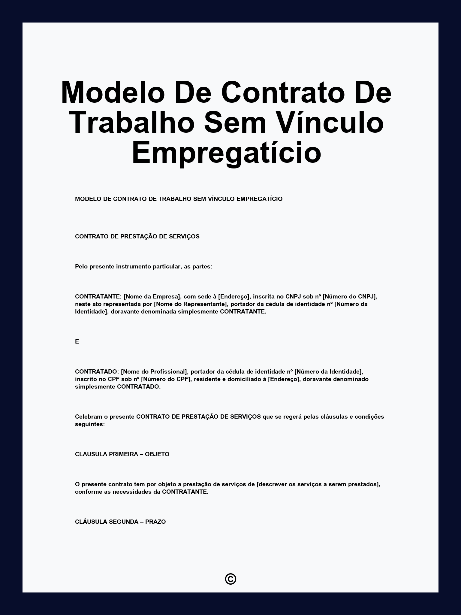 Modelo De Contrato De Trabalho Sem Vínculo Empregatício