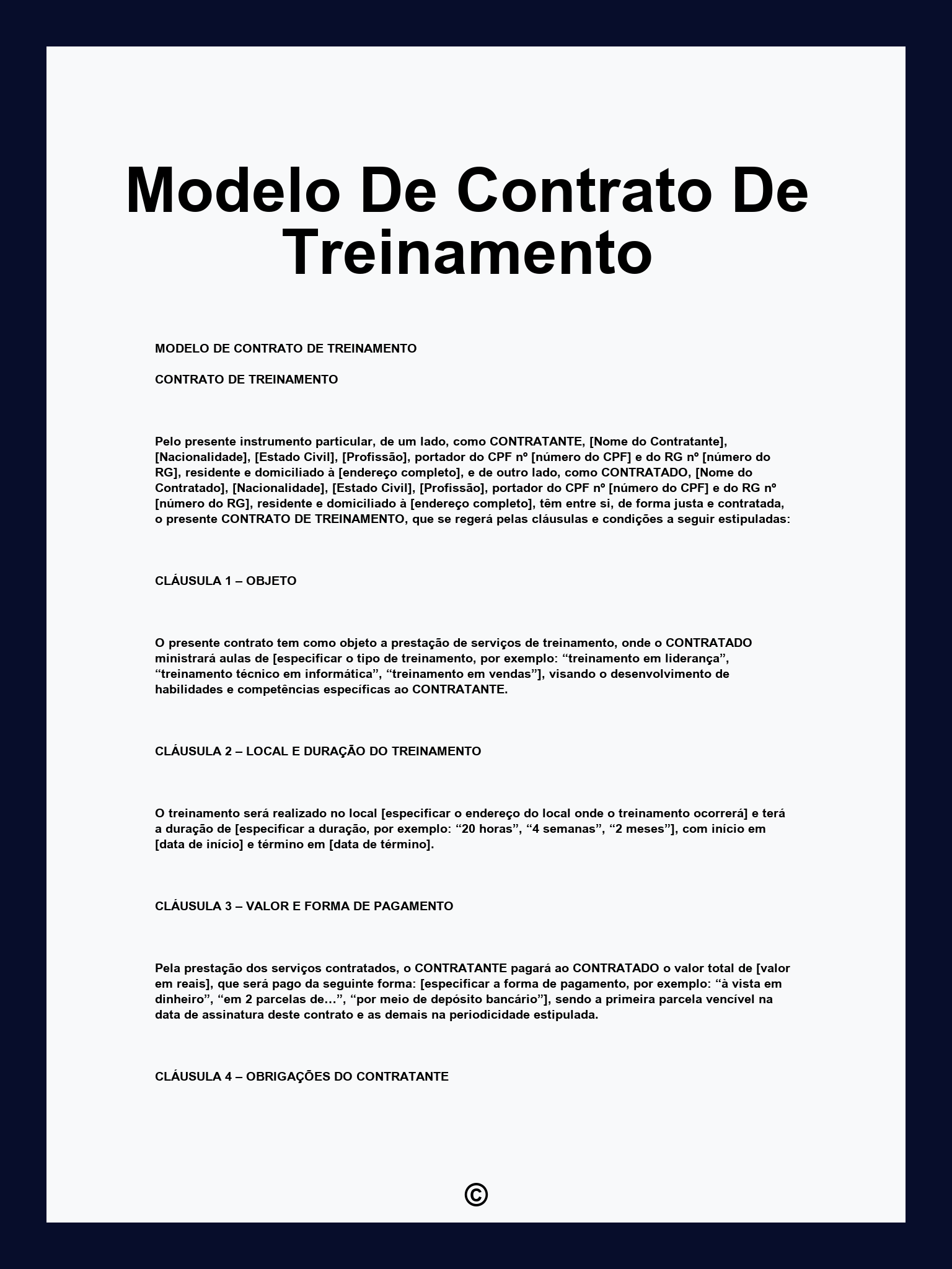 Modelo De Contrato De Treinamento