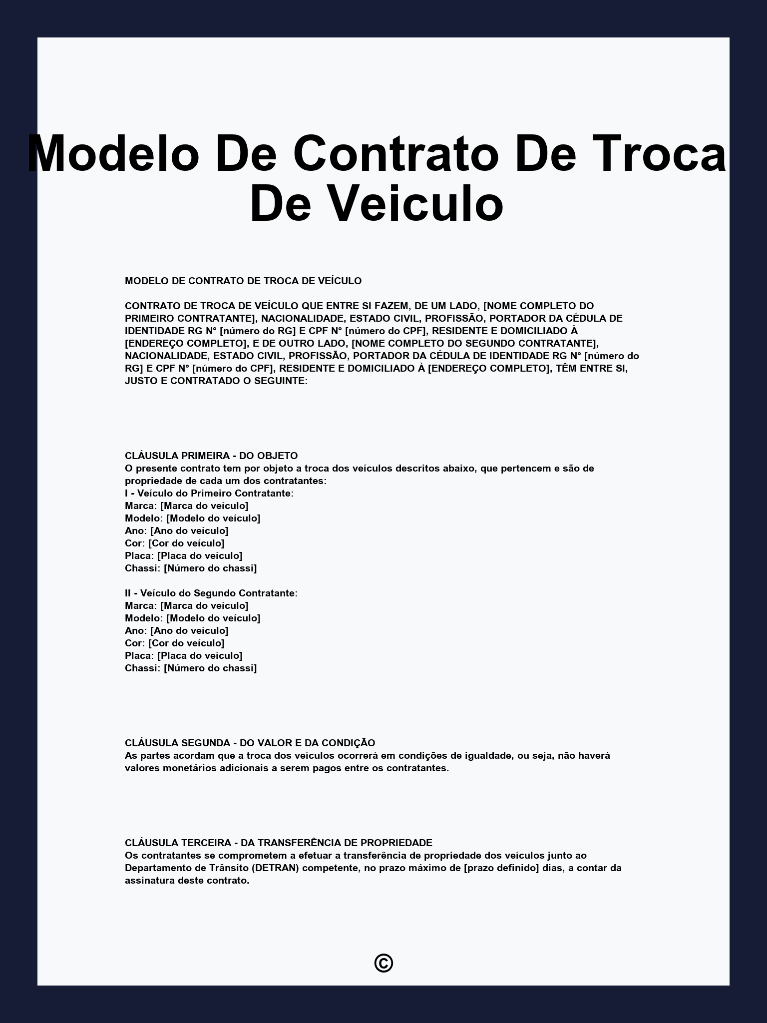 Modelo De Contrato De Troca De Veiculo
