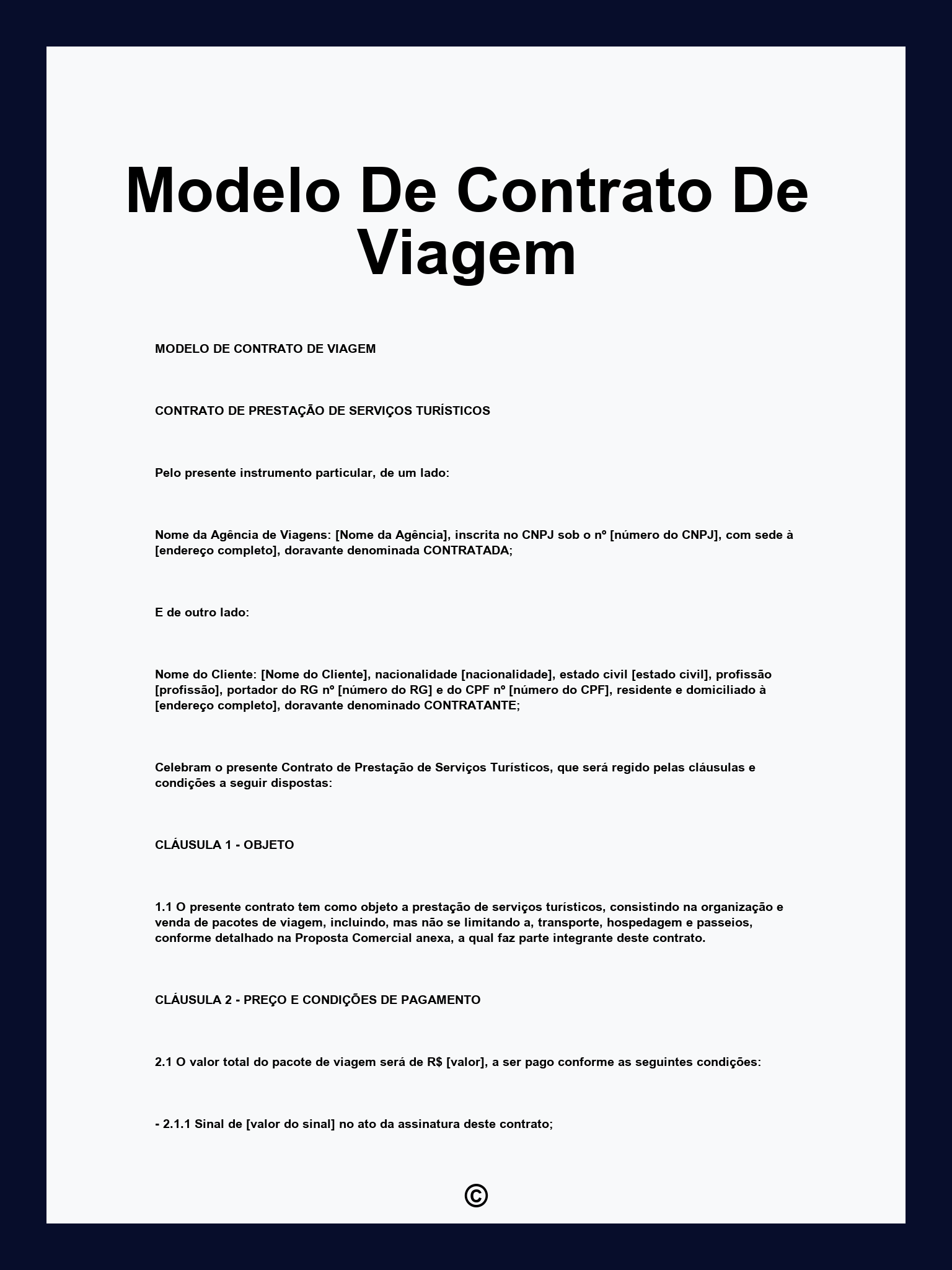 Modelo De Contrato De Viagem
