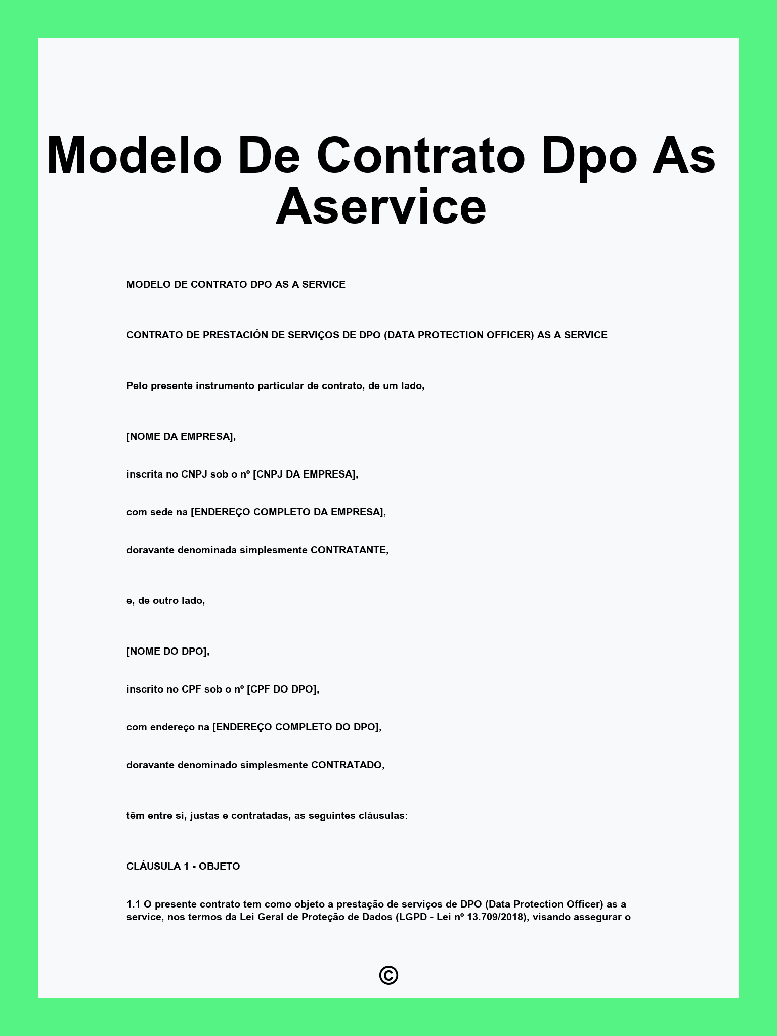 Modelo De Contrato Dpo As Aservice