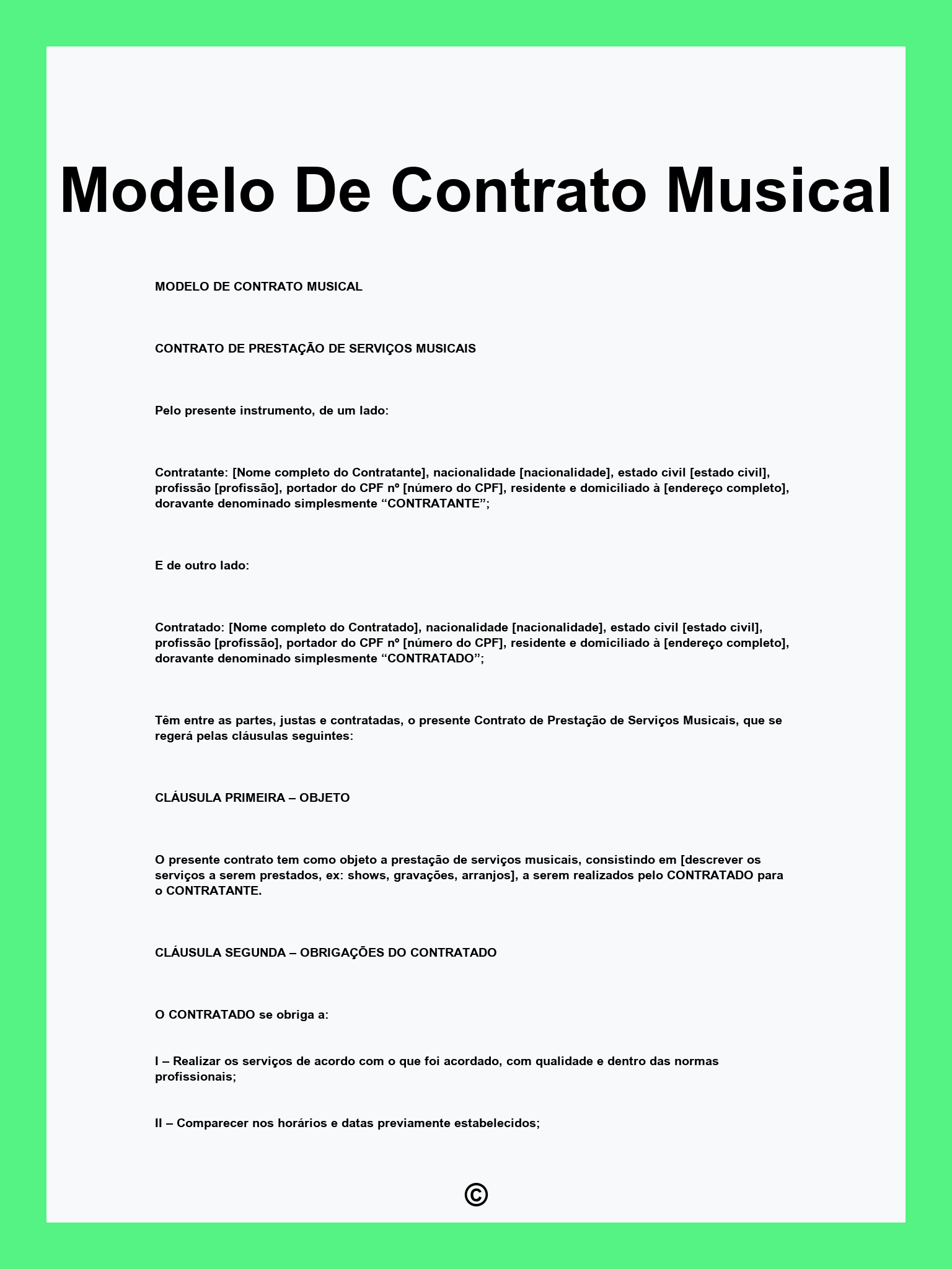Modelo De Contrato Musical