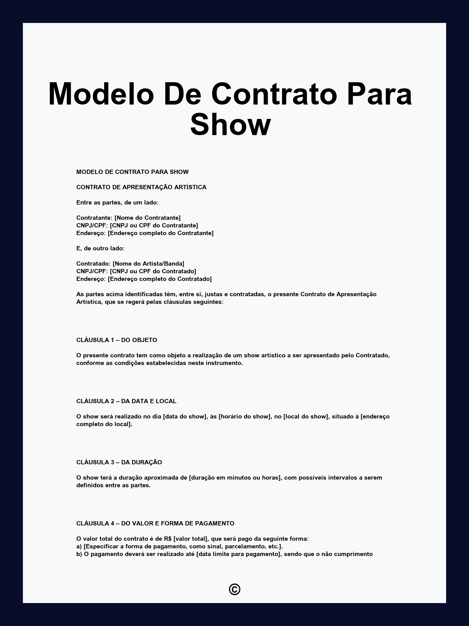Modelo De Contrato Para Show