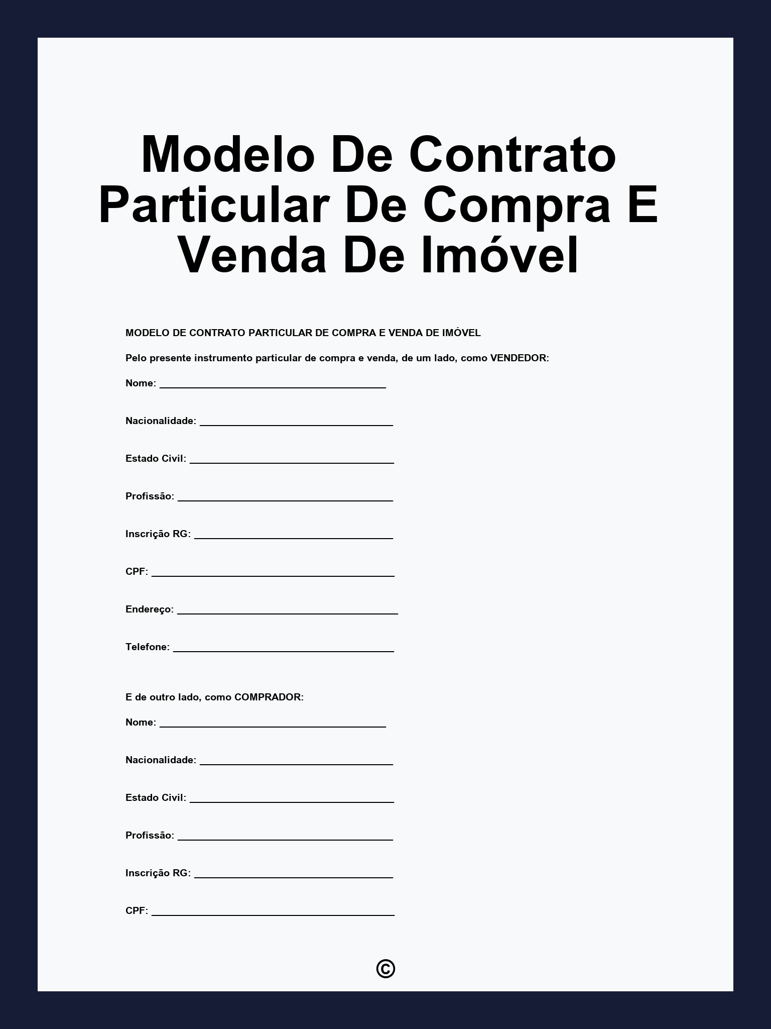 Modelo De Contrato Particular De Compra E Venda De Imóvel
