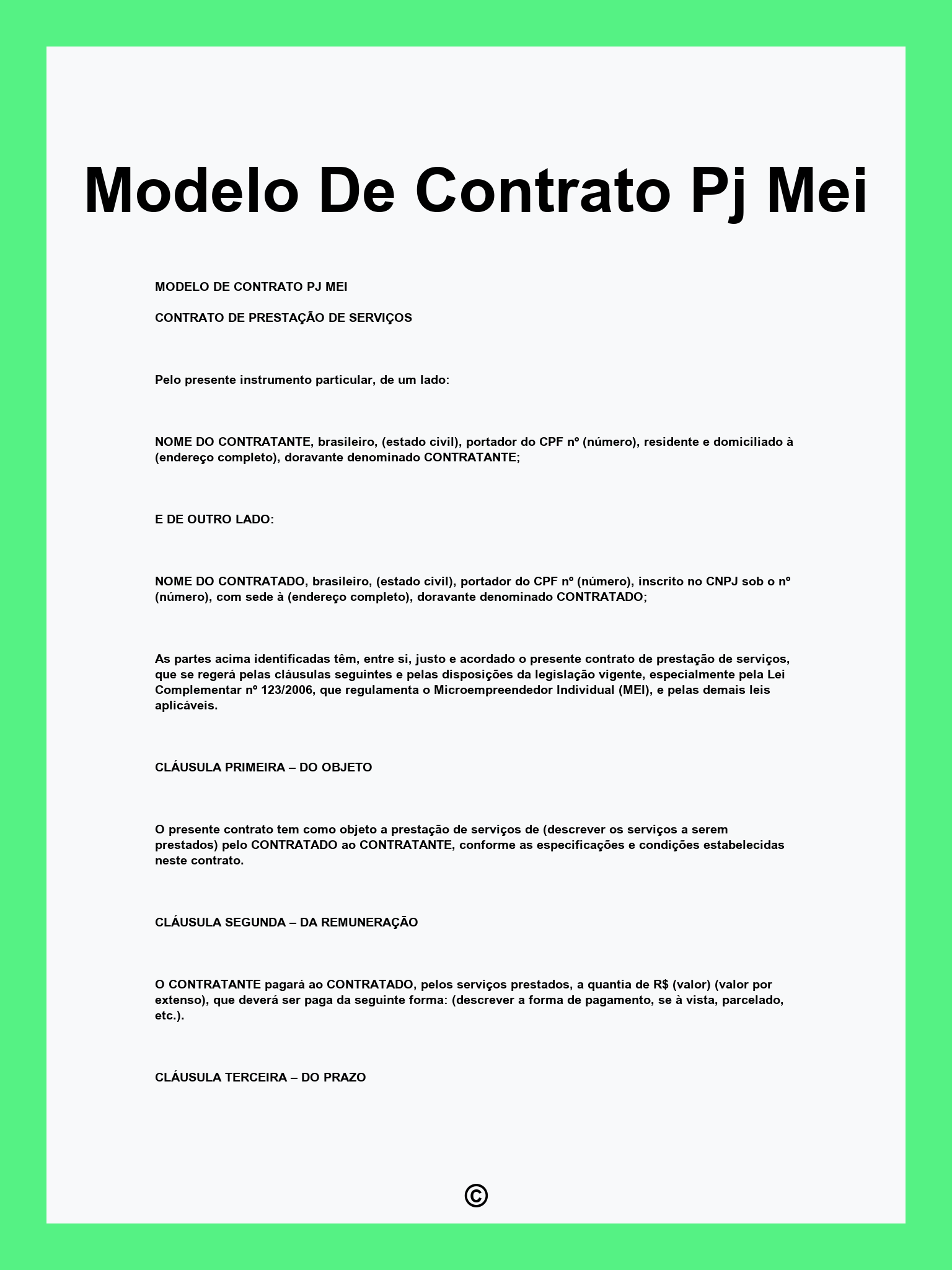 Modelo De Contrato Pj Mei