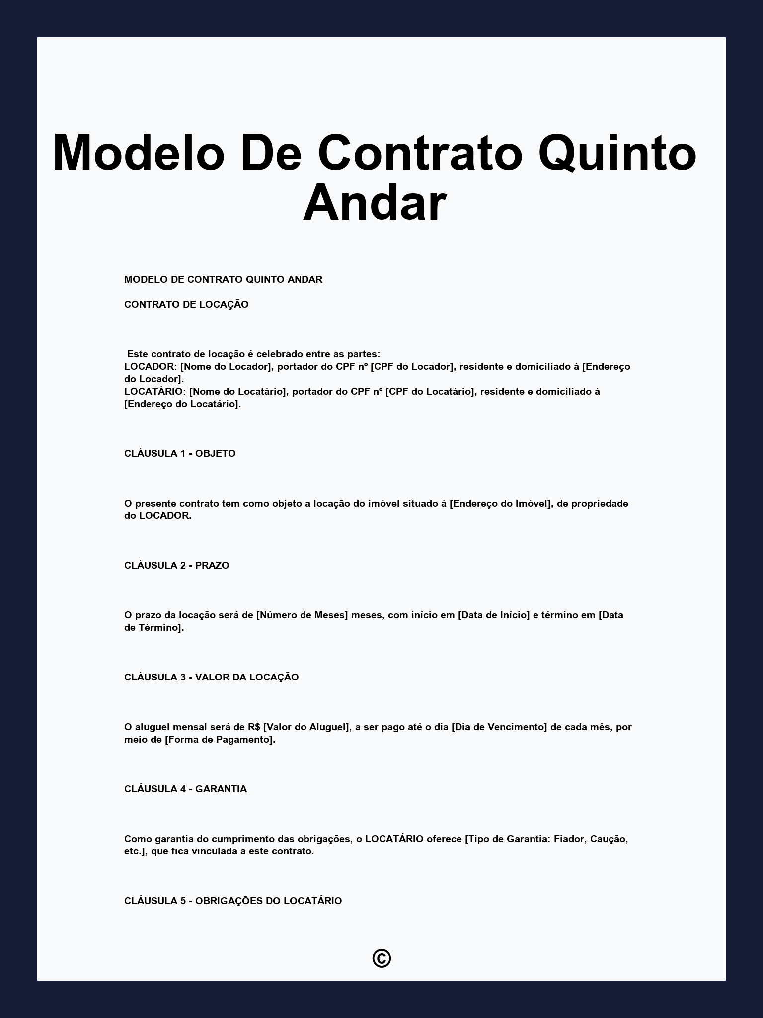 Modelo De Contrato Quinto Andar