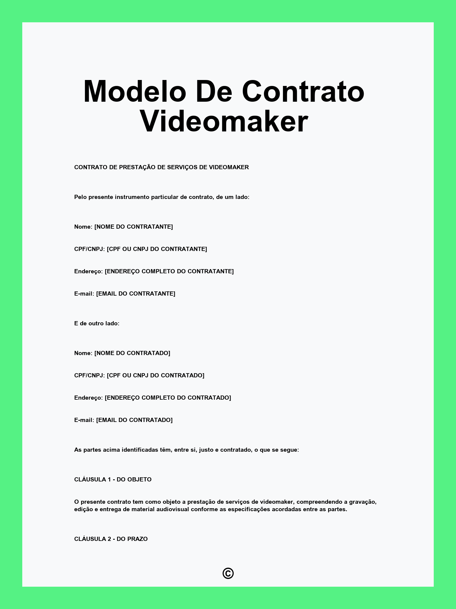 Modelo De Contrato Videomaker