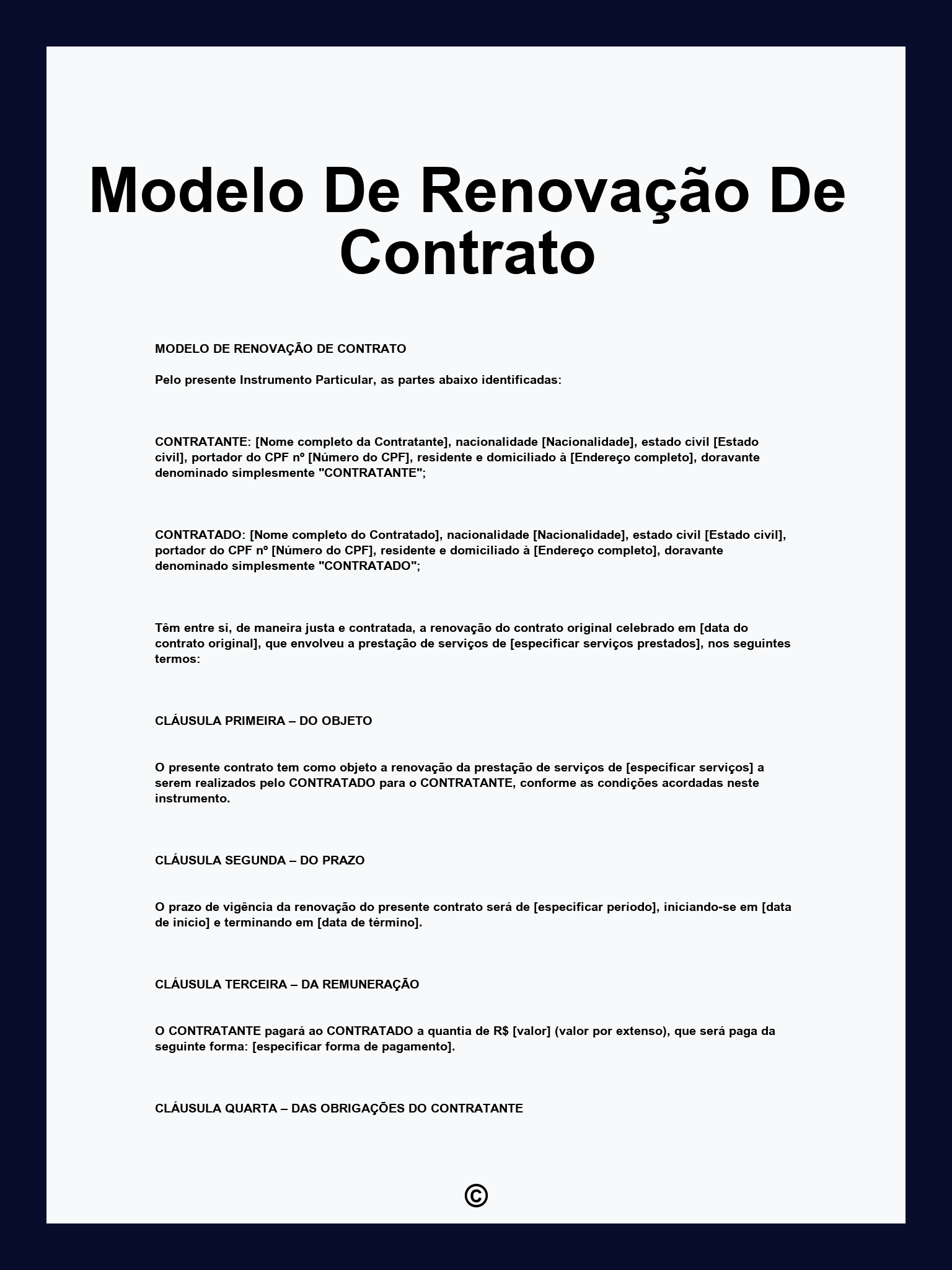 Modelo De Renovação De Contrato